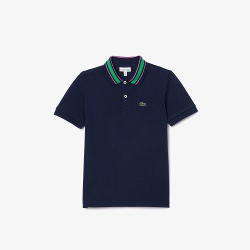 Stripe Collar Petit Pique Polo Shirt